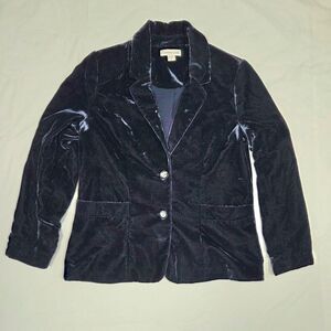 Coldwater Creek Blue Velvet Two Button Blazer 8P